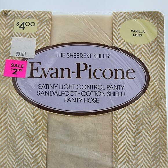 Evan Picone The Sheerest Sheer Light Control Sandalfoot Pantyhose Vanilla Long - Picture 2 of 3